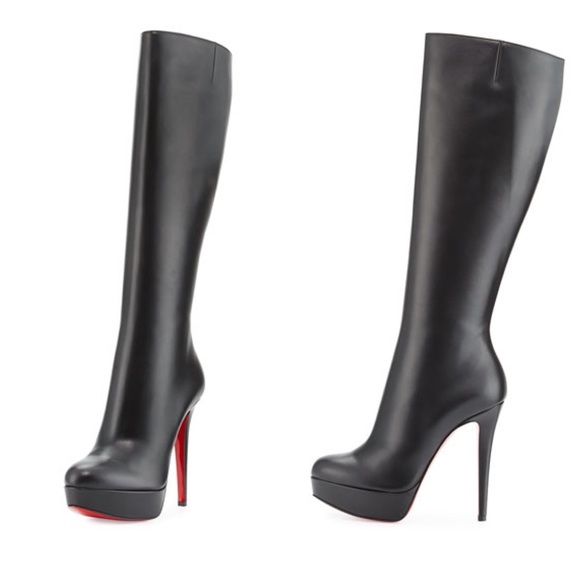 Christian Louboutin Shoes - Christian Louboutin Bianca Botta 140mm Red Sole Knee Boot Black leather Platform